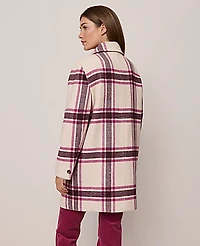 Ann Taylor Petite Weekend Plaid Cocoon Coat Seedpearl Women's