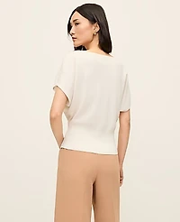 Ann Taylor Dolman Boatneck Sweater Top Size XL Winter White Women's