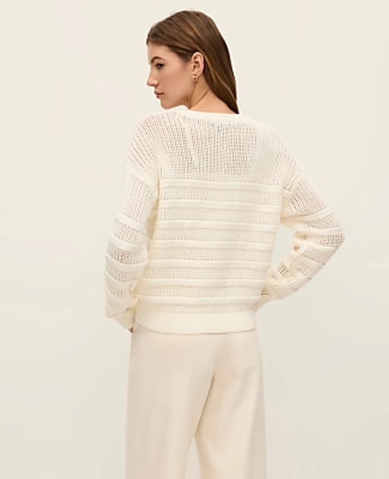 Ann Taylor Weekend Textured Pointelle Sweater Women's