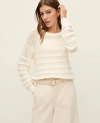 Ann Taylor Weekend Textured Pointelle Sweater Women's
