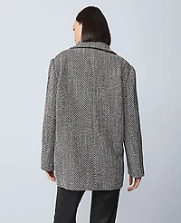 Ann Taylor Herringbone Double Breasted Peacoat Black Women's