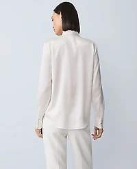 Ann Taylor Embellished Satin Essential Shirt Winter White Women's