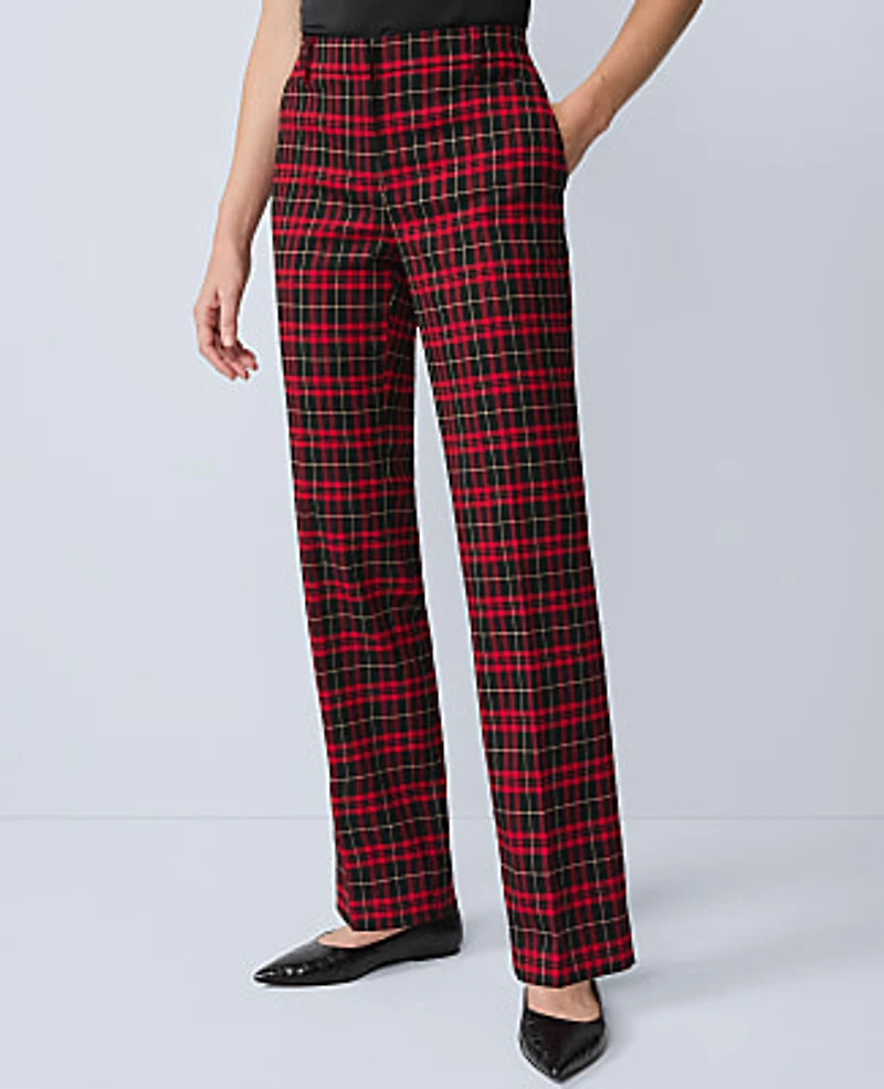 Ann Taylor The Sophia Pant Plaid Iconic Red Women's