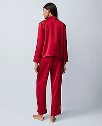 Ann Taylor Satin Tie Front Pajama Set Jewel Red Women's
