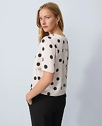 Ann Taylor Dotted Satin Top Size XS Ivory Whisper Women's