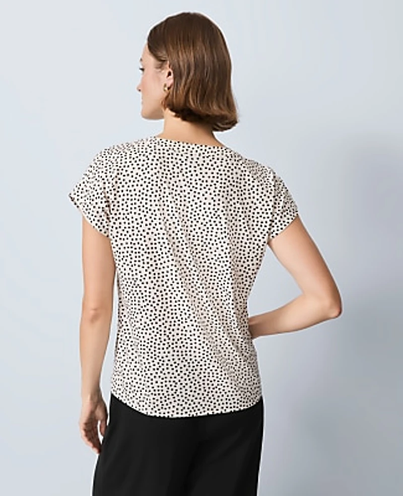 Ann Taylor Mixed Media Pleat Front Top Size Small Ivory Whisper Women's