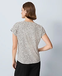 Ann Taylor Mixed Media Pleat Front Top Size Small Ivory Whisper Women's