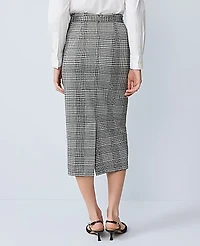 Ann Taylor Petite Plaid Belted Midi Pencil Skirt Size 00 Black/White Plaid Women's
