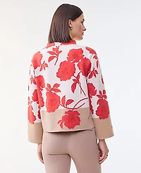 Ann Taylor Floral Jacquard Sweater Fiery Sunset Women's