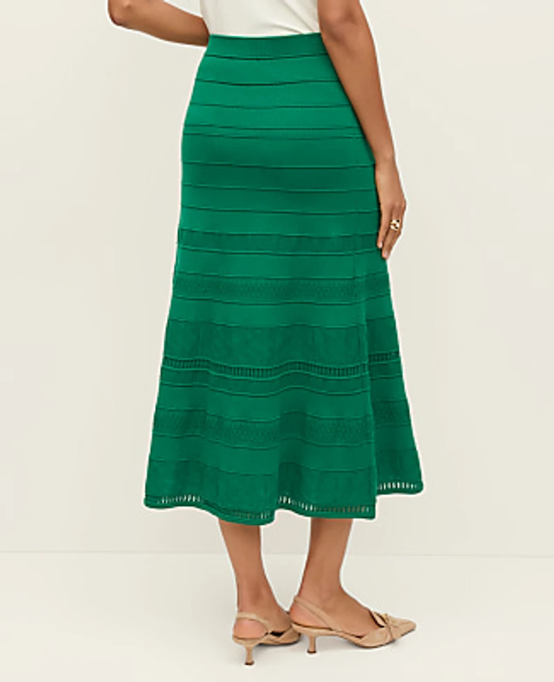 Ann Taylor Pointelle Mixed Stitch Skirt Lush Lawn Women's