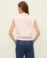 Ann Taylor Weekend Collared Sweater Vest Soft Pink Heather Women's