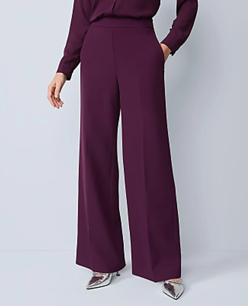 Ann Taylor The Wide-Leg Pant in Fluid Crepe Size 10 Winter Bloom Women's