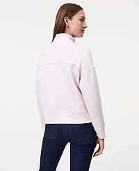 Ann Taylor Weekend Mockneck Top CloudPlush Soft Pink Heather Women's