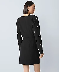 Ann Taylor Petite Embellished A-Line Skirt Black Women's