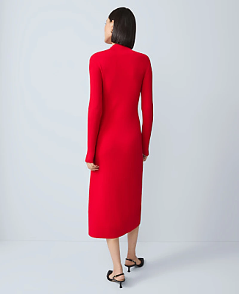 Ann Taylor Petite Ribbed Button Sweater Dress Women's