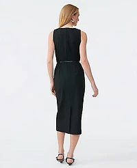 Ann Taylor The Belted Crew Neck Sheath Dress Seasonless Stretch Women's