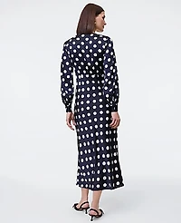 Ann Taylor Satin Dotted Midi Dress Night Sky Women's
