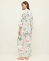 Ann Taylor Floral Satin Pajama Set Winter White Women's