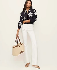 Ann Taylor Floral Jacquard Bomber Sweater Jacket Night Sky Women's
