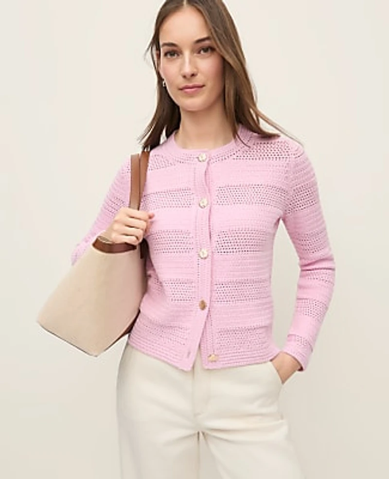 Ann Taylor Mixed Stitch Sweater Jacket Women's