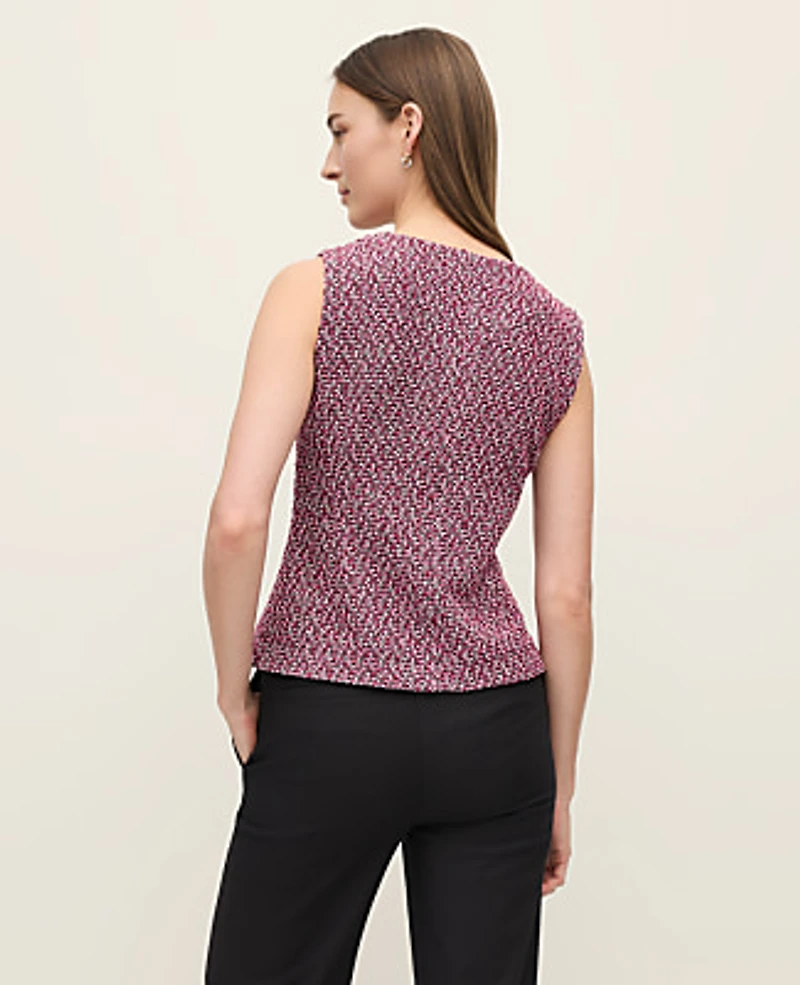 Ann Taylor The Cutaway Vest Tweed Speckled Pink Women's