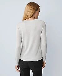 Ann Taylor Shimmer Essential Crew Neck Sweater Silver Women's