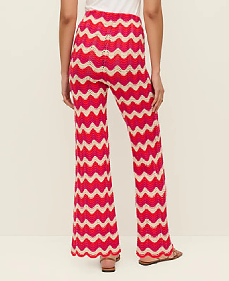 Ann Taylor Chevron Crochet Sweater Pant Smoldering Red Women's