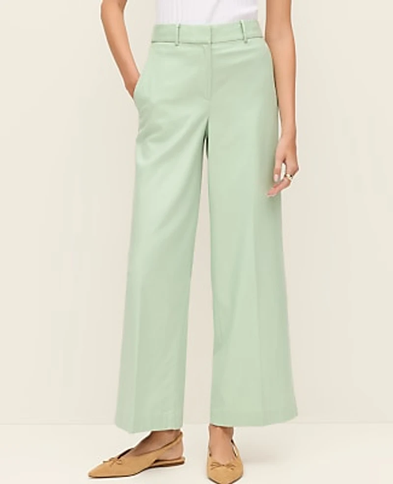 Ann Taylor The Relaxed Wide-Leg Ankle Pant Aqua Foam Women's
