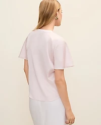 Ann Taylor Flutter Sleeve Top Satin Women's