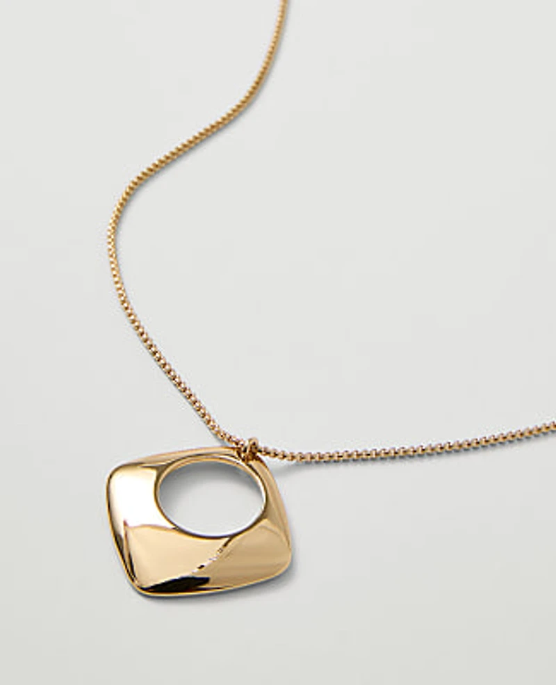 Ann Taylor Open Square Pendant Necklace Goldtone Women's