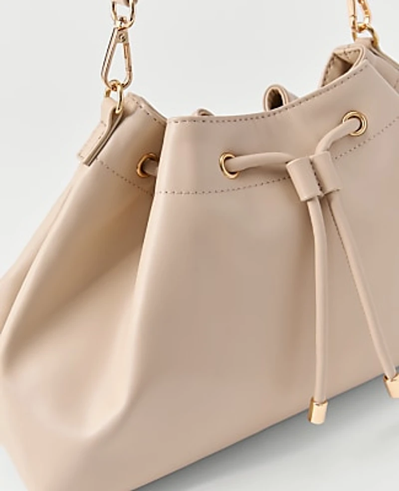 Ann Taylor Drawstring Shoulder Bag Pearl Shadow Women's