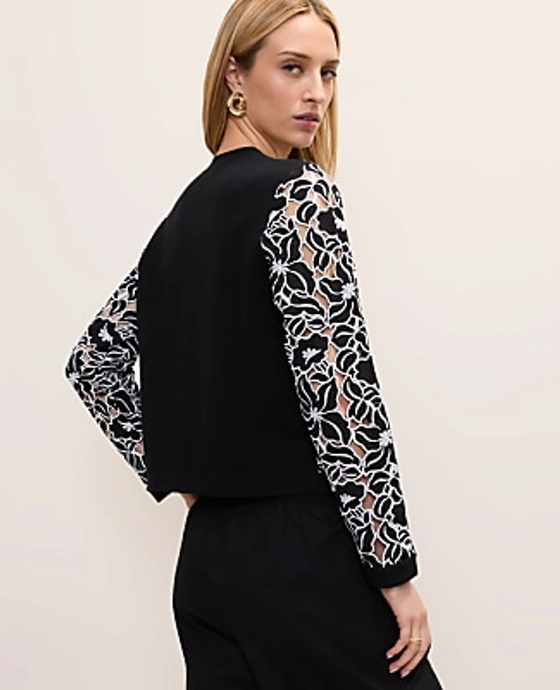Ann Taylor Mixed Media Cardigan Black Women's