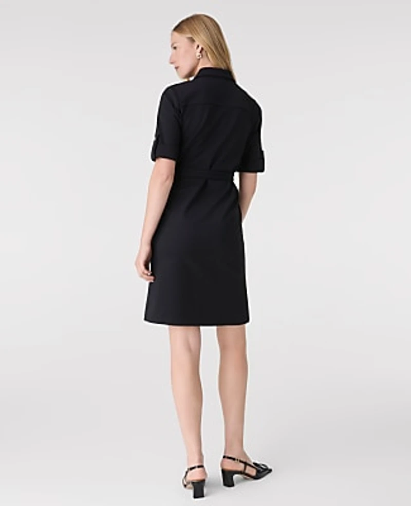 Ann Taylor Belted Flare Dress Size 6 Black Women's