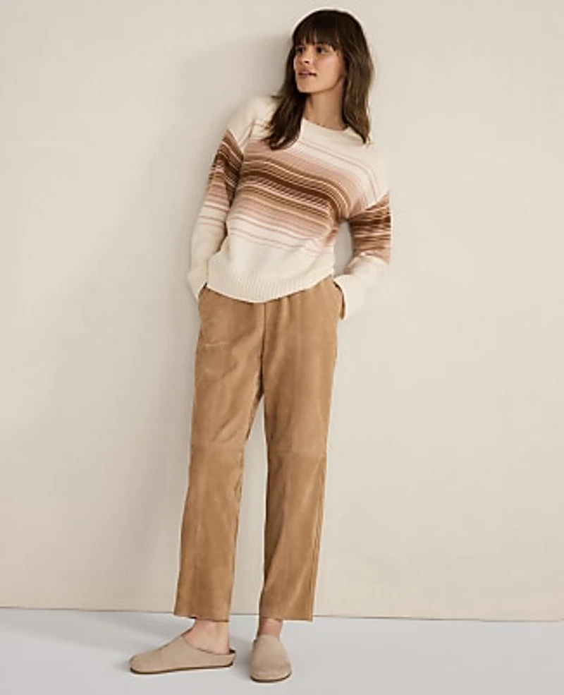 Ann Taylor Haven Well Within Cashmere Ombré Stripe Crewneck Sweater Pink Women's