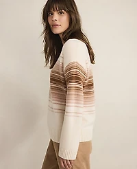 Ann Taylor Haven Well Within Cashmere Ombré Stripe Crewneck Sweater Pink Women's