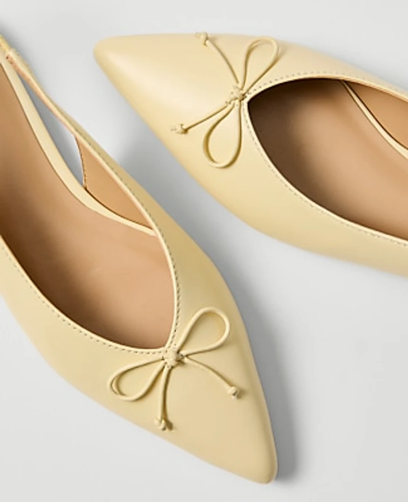 Ann Taylor Weekend Leather Bow Slingback Flat Sun Soaked Women's