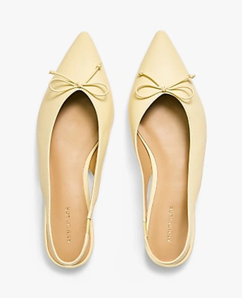 Ann Taylor Weekend Leather Bow Slingback Flat Sun Soaked Women's