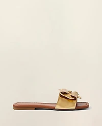 Ann Taylor Floral Embellished Slide Sandal Gold Metallic Women's
