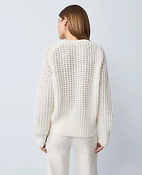 Ann Taylor Petite Weekend Cozy Crew Neck Sweater Winter White Women's