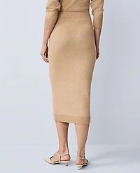 Ann Taylor Petite Lurex Midi Sweater Skirt Size Large Cafe Au Lait Women's