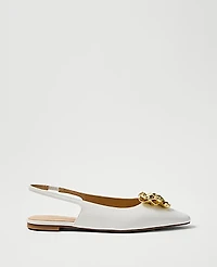 Ann Taylor Flower Leather Slingback Flat Winter White Women's