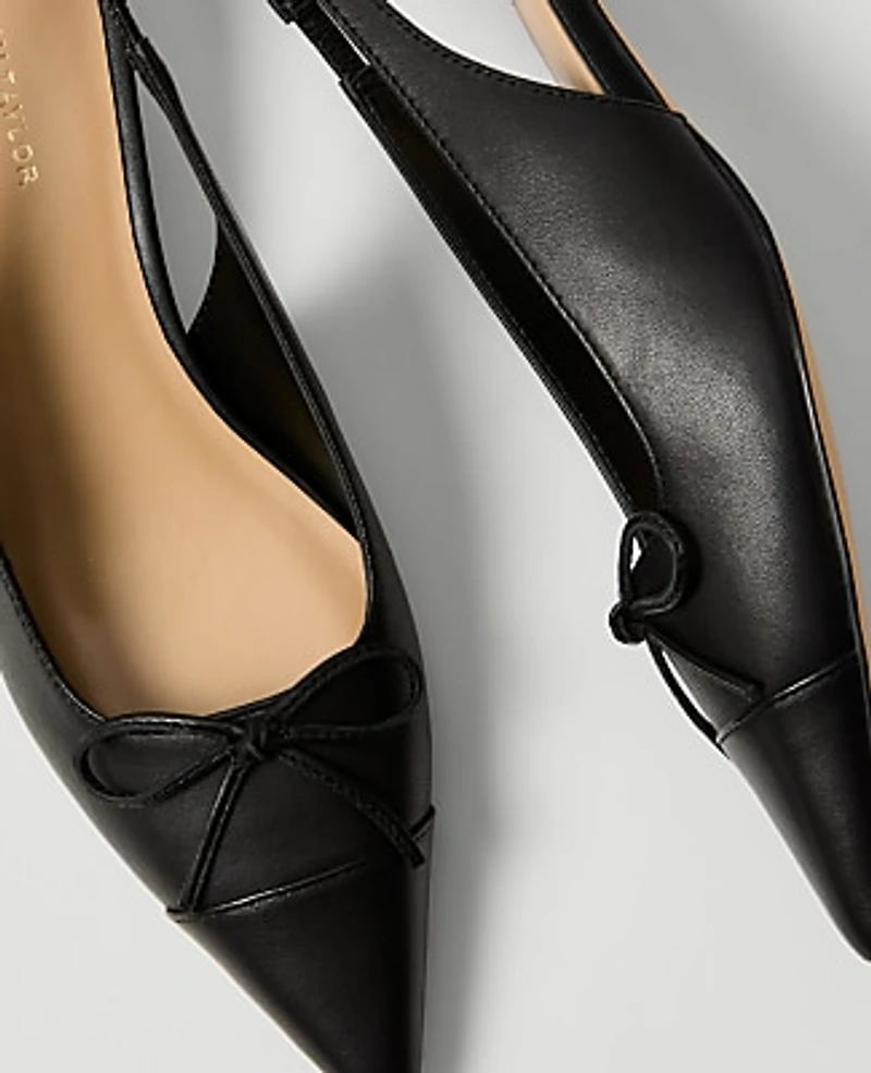 Ann Taylor Leather Bow Slingback Pump Black Women's