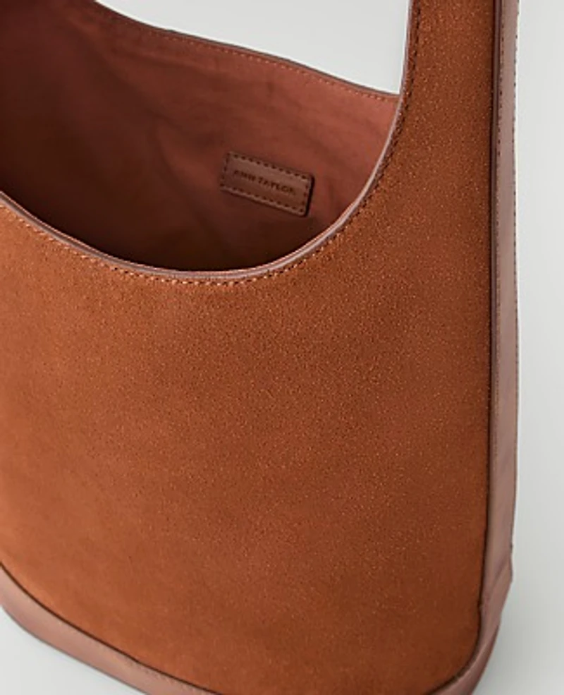 Ann Taylor Suede Tote Midnight Mahogany Women's