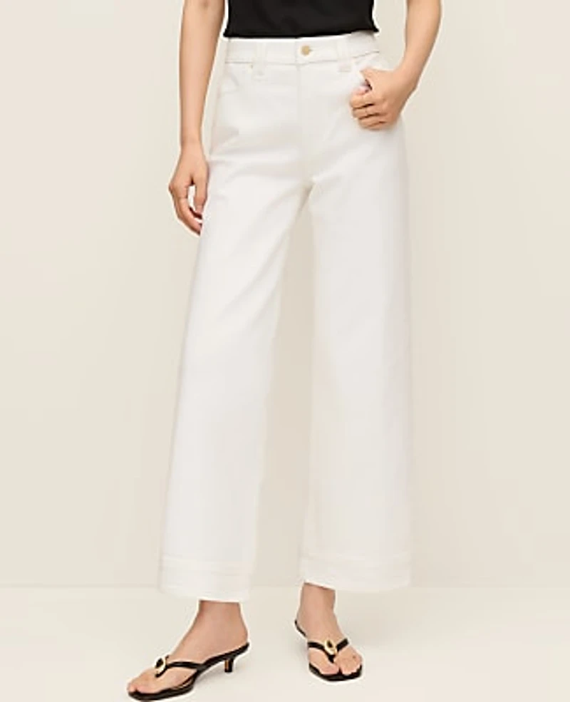 Ann Taylor The Petite Wide-Leg Crop Jean Size 2 White Women's