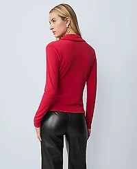 Ann Taylor Shawl Collar Wrap Top Size XL Jewel Red Women's
