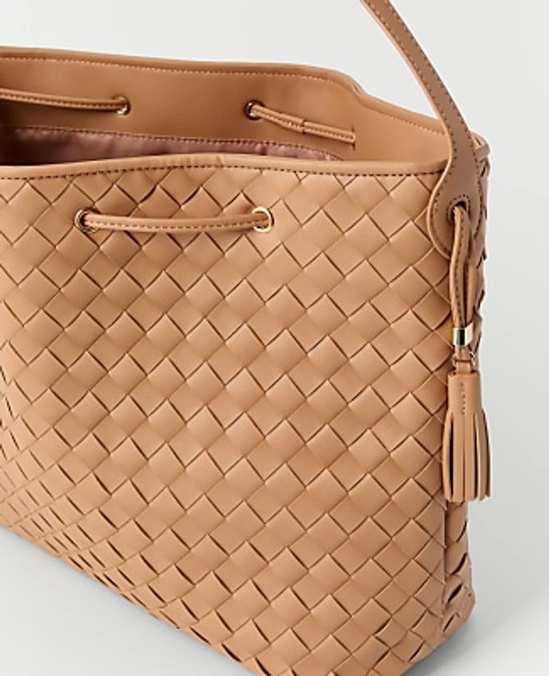Ann Taylor Cinched Tassel Woven Tote Women's