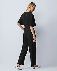 Ann Taylor Belted Wide-Leg Jumpsuit Black Women's