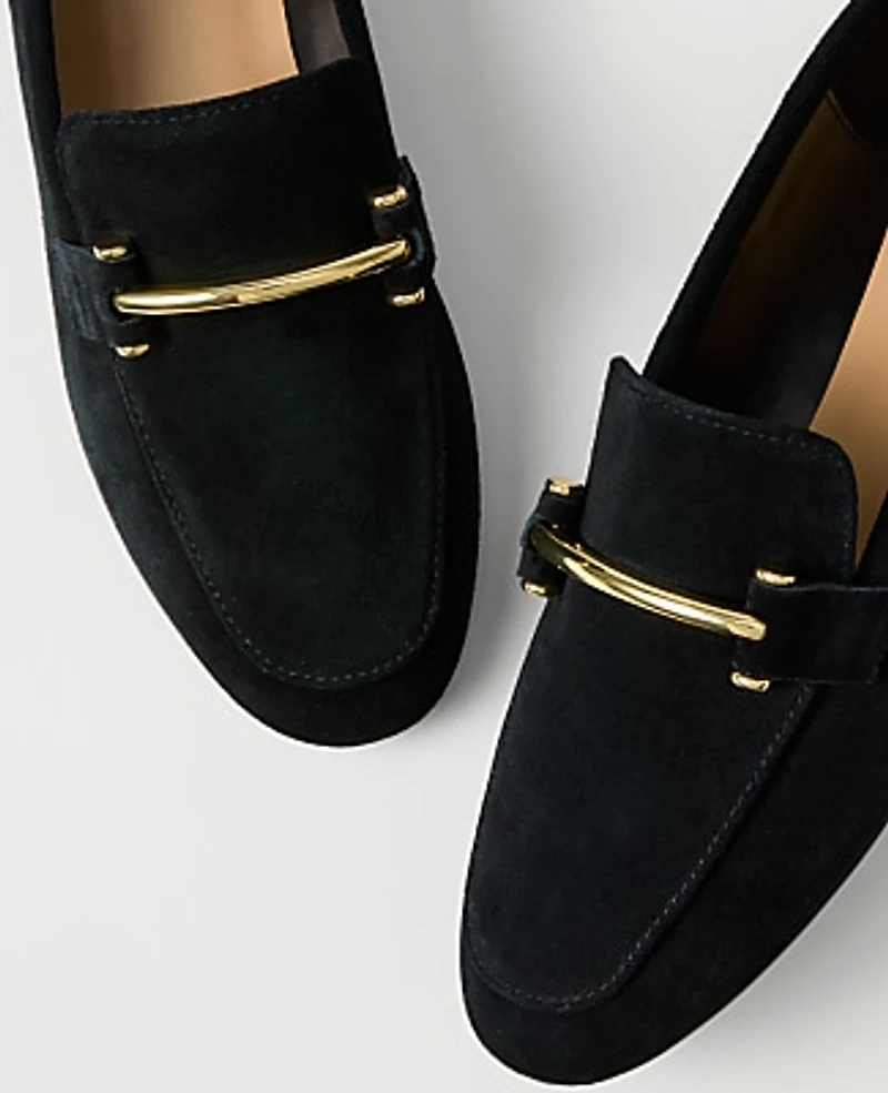 Ann Taylor Chain Embellished Suede Loafer Women's