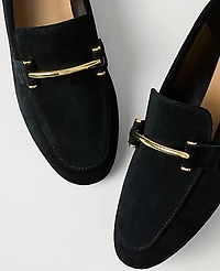 Ann Taylor Chain Embellished Suede Loafer Women's