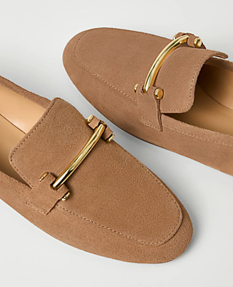 Ann Taylor Chain Embellished Suede Loafer Women's